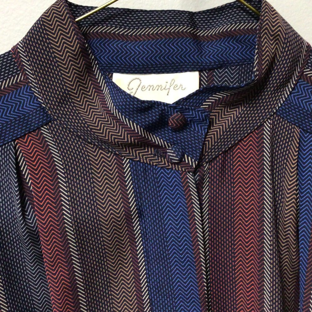 Jennifer - Blue, red, brown and cream vertical striped blouse - Picture 5 of 7
